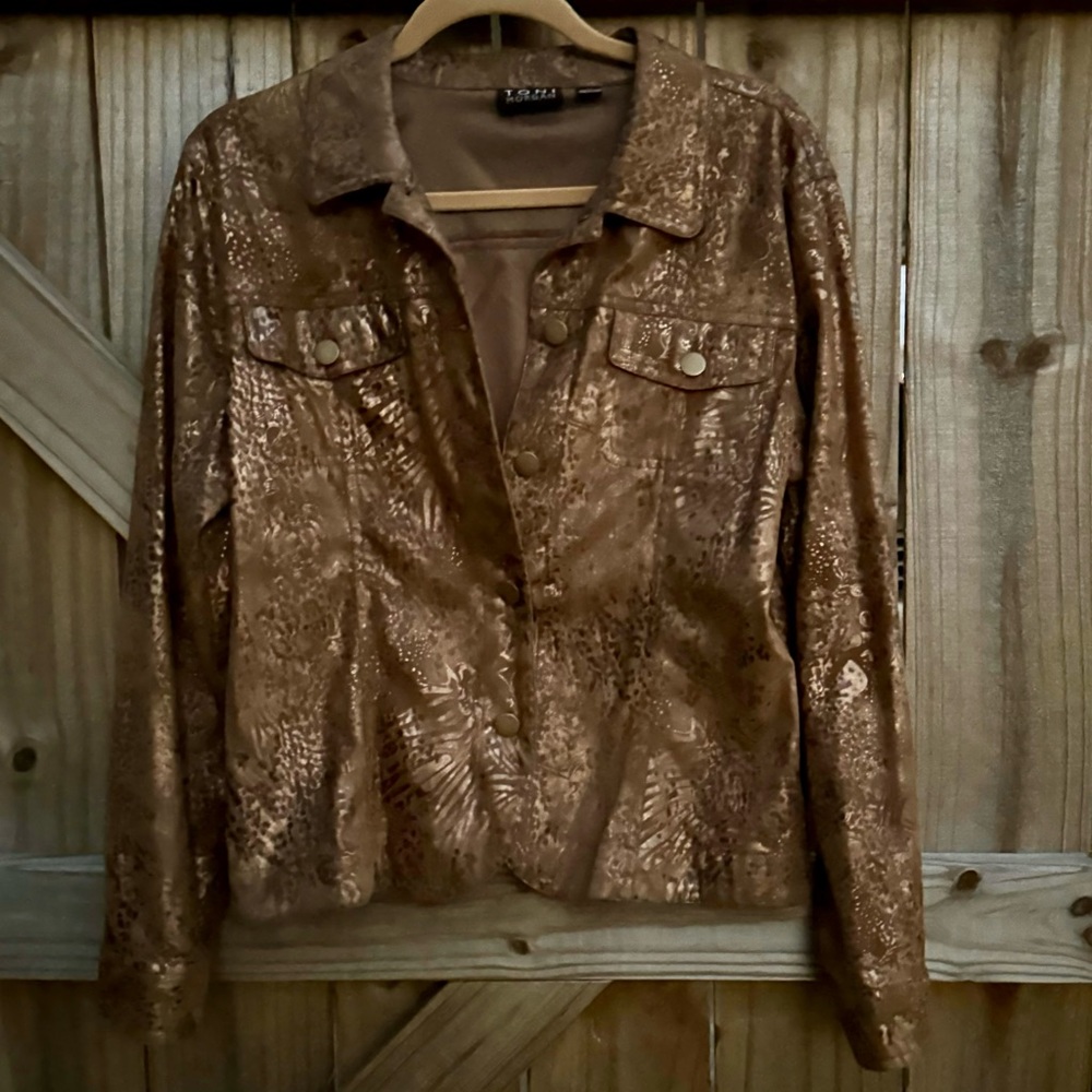 Toni Morgan Suede Textured Jacket in brown, medium - pics don’t do it justice